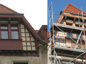 Holzschutzarbeiten Nachher-Vorher